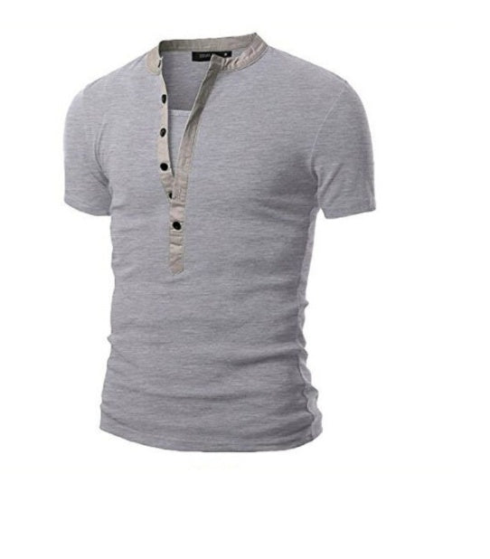 Men's Neckline Stitching Slim Short Sleeves