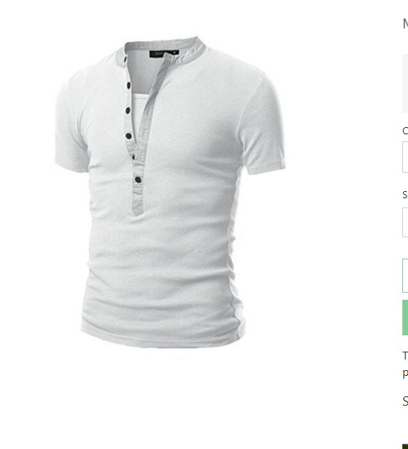 Men's Neckline Stitching Slim Short Sleeves